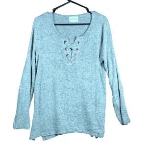 Olive & Oak Womens Sweater Gray Soft V Neck Pullover Long Sleeve XLarge